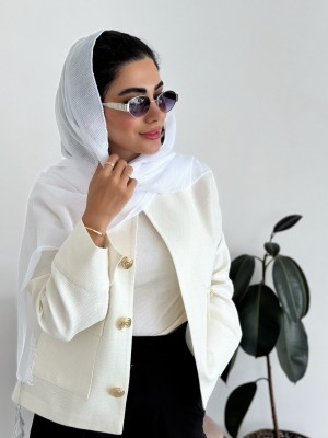شال پلیسه تیغ ماهی سفید