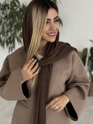 خرید کت ژاکارد موکا زنانه