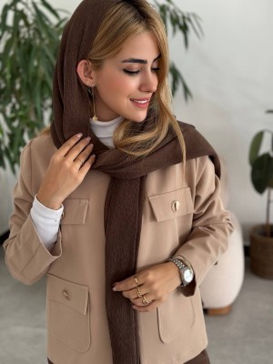 خرید کت ترک زنانه کرمی