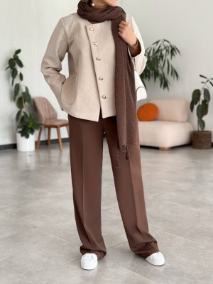 کت ژاکارد پاییزه کرمی کد KILO