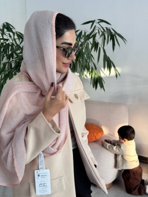 شال پلیسه نوار دار دو رو  پاییزه جدید