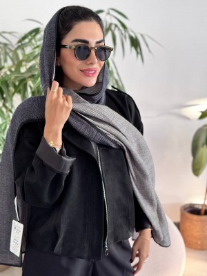 .شال پلیسه پاییزه نوک مدادی طوسی
