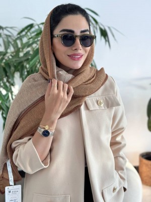شال پلیسه پاییزه کرم قهوه ای