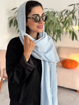 شال پلیسه پاییزه آبی آسمانی