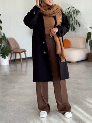 پالتو فوتر بلند مشکی کد SHARLOT