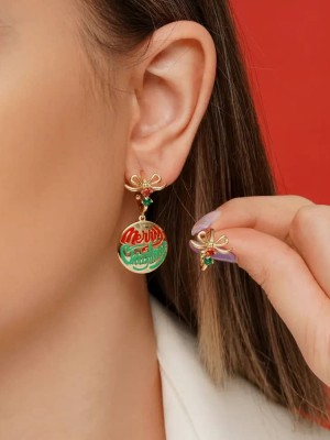 گوشواره ژوپینگ کریسمسی پاپیونی کد Ea016