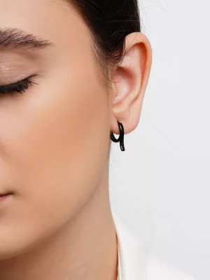 گوشواره ژوپینگ حلقه ای مشکی کد Ea018