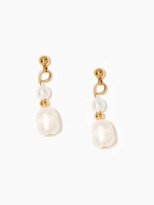 گوشواره ژوپینگ TTM مرواریدی طلایی کد Ea019