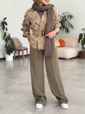 خرید بارونی ترنچ کت کرمی زنانه