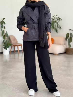 خرید بارونی ترنچ کت طوسی زنانه