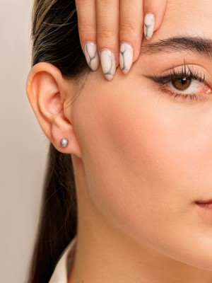 گوشواره میخی توپی 6 میل سفید کد Ea020