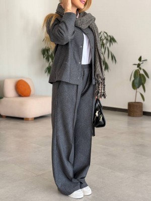 خرید ست شکت شلوار فوتر ذغالی زنانه