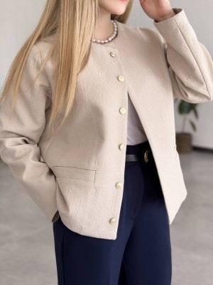 کت کرمی ژاکارد کد VALTON