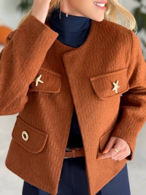 خرید کت پاییزه عسلی زنانه