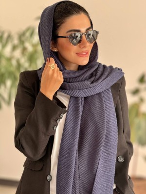 شال موهر پلیسه پاییزه سرمه ای