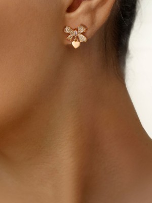 گوشواره پاپیونی YSX نگین‌دار طلایی  کد Ea024