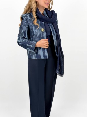 کت ژاکارد آبی بهاره کد LENA