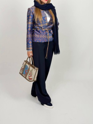 خرید ست کت مینیاتوری و شلوار بگ سورمه‌ای زنانه