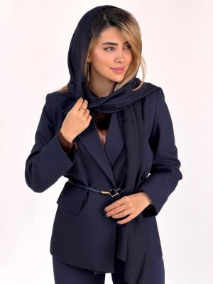 خرید کت بلیزر لنین سرمه‌ای زنانه