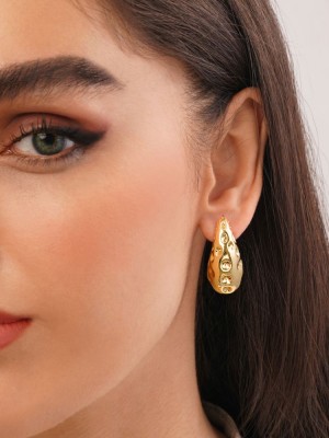 گوشواره رادیوم طرح دار طلایی کد Ea028