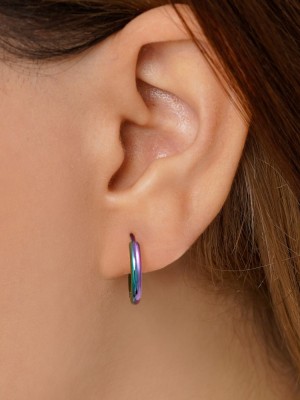 گوشواره استیل 304 حلقه ای هفت رنگ  Ea032