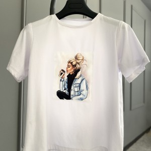 تیشرت  زنانه نخ پنبه کد SWEETGIRL