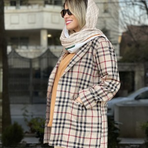 مانتو کتی چهار خانه پشمی زنانه کد POFON