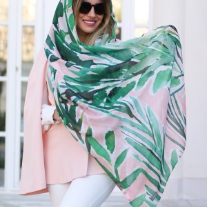 شال نخ پنبه زنانه برگی کد PINKI