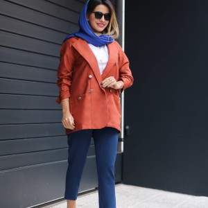 خرید مانتو کتی لینن کژوال زنانه کد ROBA