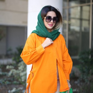 شال نخی پلیسه سبز ترندی کد MIO