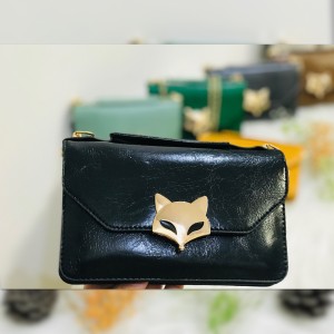کیف  دستی مشکی روباهی  چرم زنانه کد SOSHI