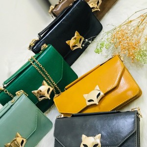 کیف  دستی مشکی روباهی  چرم زنانه کد SOSHI