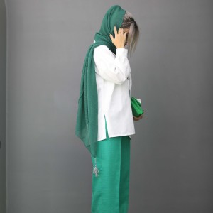 خرید شومیز مانتویی اسپرت کتان لمه دار زنانه کد LAME