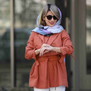 خرید شال طرح دار آبرنگی نخی مناسب بهار و تابستان کد ORANGE