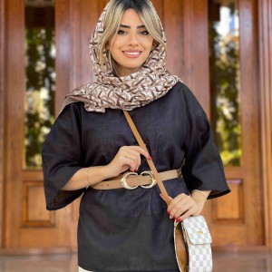 شومیز جلو بسته کوتاه مشکی زنانه کد MORFI