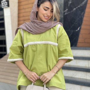 شومیز جلو بسته لینن هندی دوزی زنانه کد MAGIC