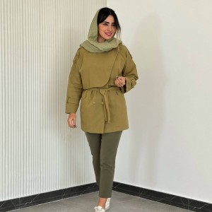 مانتو ترنچ کت جدید عدسی زنانه لینن کد PASTE