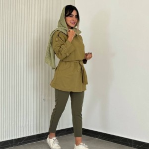 ست مانتو ترنچ کت جدید عدسی زنانه لینن کد PASTE