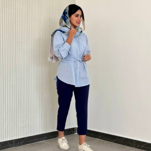خرید شومیز مانتویی اسپرت جدید کمربند دار کد CIP