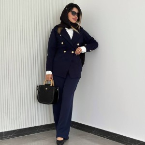 کت اسپرت جدید سورمه ای کرپ غواصی زنانه کد DIDI سارا مجیدی