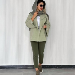 خرید شلوار کلاسیک اسلیم یشمی زنانه کد KOMBA