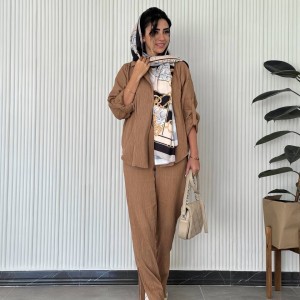خرید شومیز مانتویی شکلاتی جدید و جذاب بامبو کد TENI با طراحی طراح لباس خانم سارا مجیدی