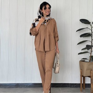 خرید شلوار واید زنانه بغل چاکدار جدید بامبو با طراحی منحصر به فرد سارا مجیدی کد TENI