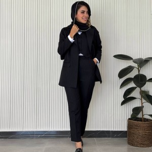 خرید کت یقه انگلیسی مشکی زنانه و دخترانه (old money) اولد مانی استایل فاستونی دیپلمات کد LINE با طراحی خانم سارا مجیدی