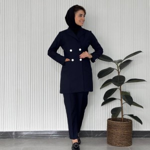 خرید کت شلوار اداری زنانه سرمه‌ای