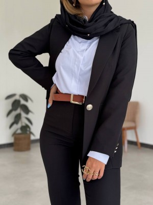 کت مشکی زنانه جدید کرپ کد ELFA