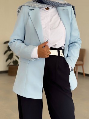 خرید کت زنانه آبی جدید کرپ کد ELFA