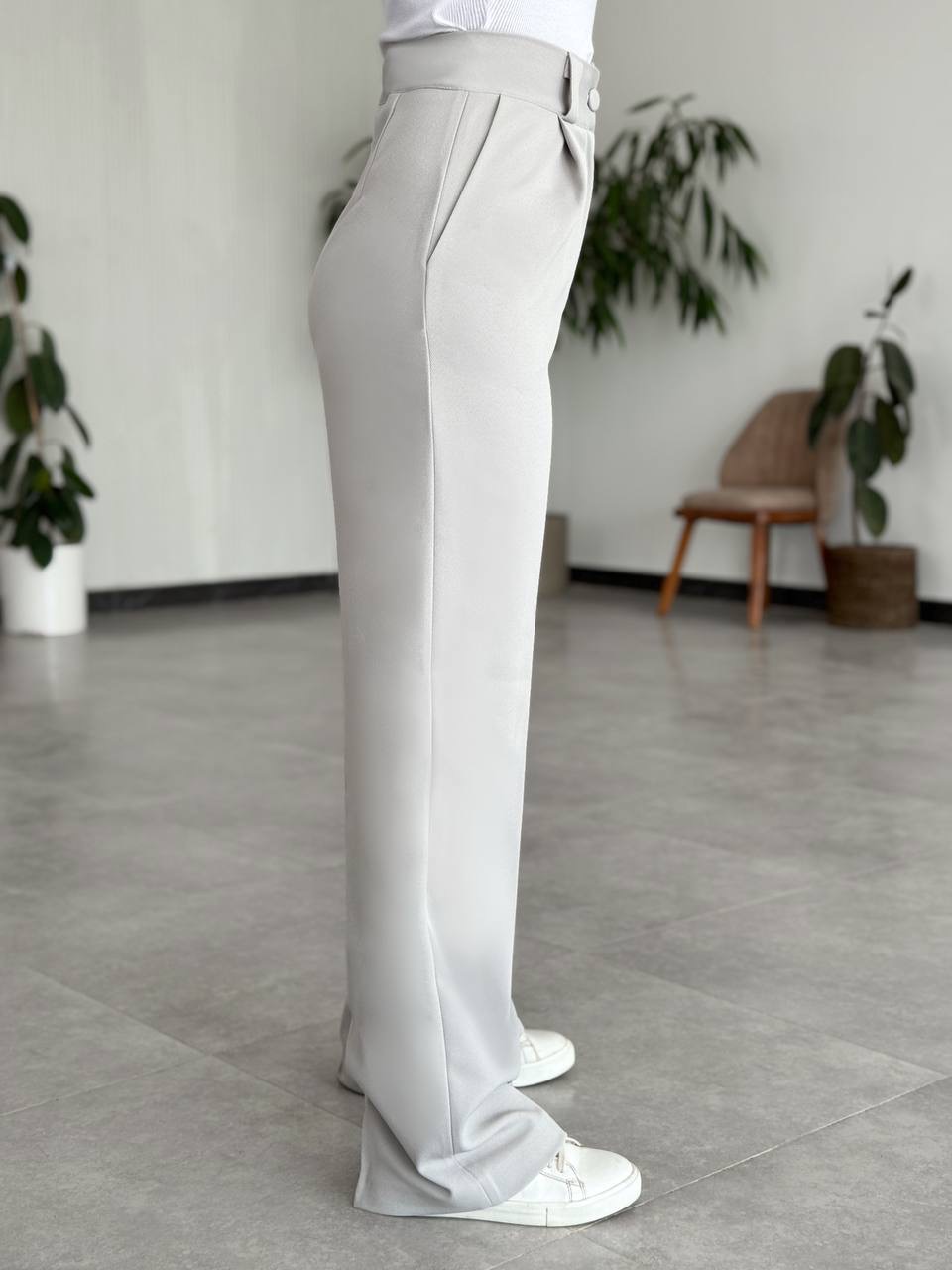 شلوار نیم بگ طوسی زنانه