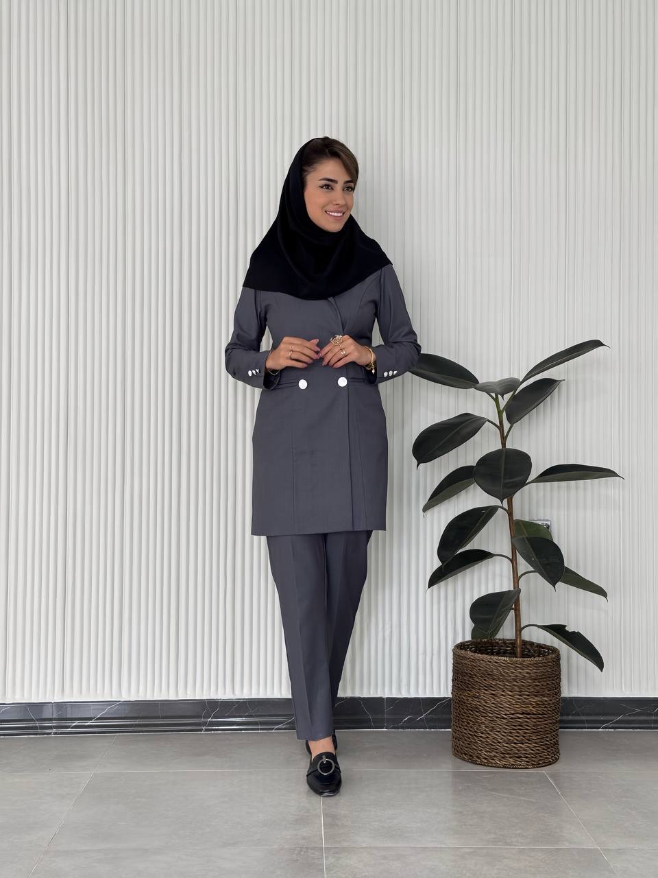 ست کت شلوار اداری زنانه طوسی کد ALTIN
