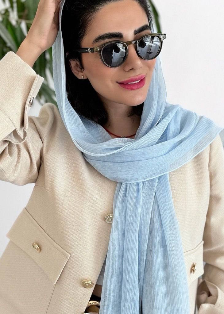 شال ابی حریر میله ایی
